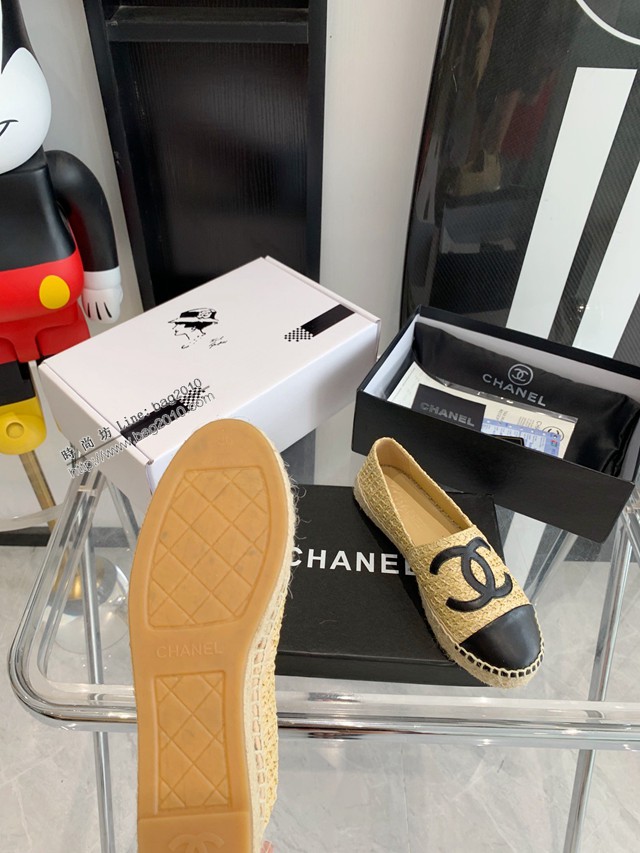 Chanel香奈兒漁夫鞋專櫃最新顏色漁夫鞋草編鞋 dx3221